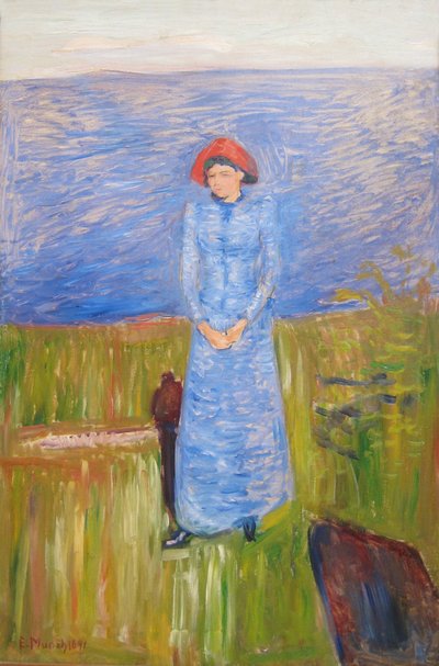 Vrouw in Blauw tegen Blauw Water door Edvard Munch